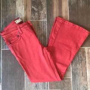 Free People Red Cropped Ankle Jeans
